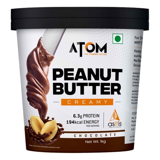 [BRSRMBIPOANGYCTF] Asitis Nutrition ATOM Chocolate Peanut Butter Creamy 1Kg | Gluten Free | Cholesterol Free