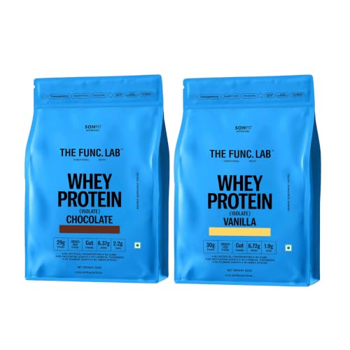 [BRSRYFDRC4HQYYI3] The Func. Lab Whey Protein Isolate Combo - Chocolate & Vanilla Flavours | 500g Each | High-Protein Supplement