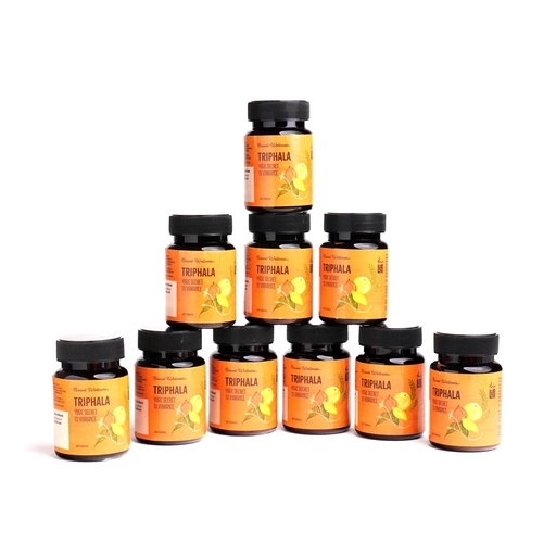 [BRSRG2YHBAMBOYD5] Isha Life Triphala Chooranam Tablets - Pack of 10 (60 Pcs each) | Contains Amla, Bibhitaki & Haritaki | Herbal Supplement for Daily Detox & Bowel Wellness