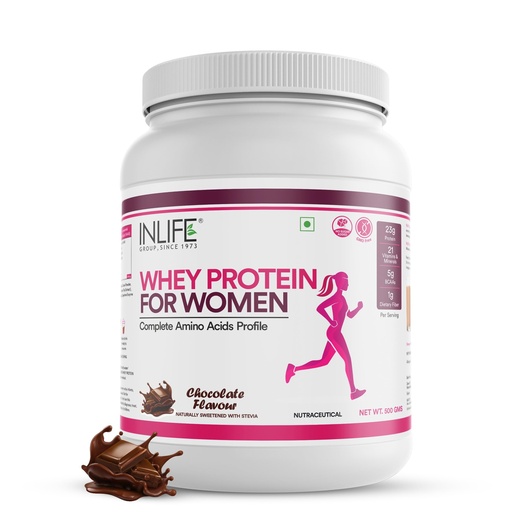 [BRSWYCQFBMOWGCT4] INLIFE Whey Protein Powder for Women Supplement, 23g, Chocolate 500g