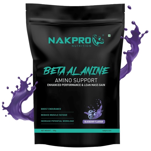 [BRSRMHQBB4IBGFY7] Nakpro Beta Alanine Supplement Powder| Muscle Building Amino Acid, Faster Recovery, Pre Workout supplement for Men & Women -100g Blueberry, (33 Servings)