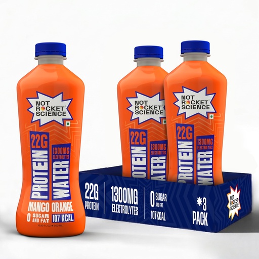 [BRSRGCYPO4JQ4237] Not Rocket Science Protein Water - Mango Orange | 22g Clear Whey Protein Isolate | 1300mg Electrolytes | 5g BCAAs | Zero Sugar | High Protein Drink | 500ml Pack of 3