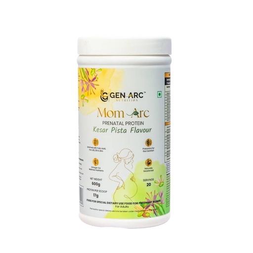 [BRSRYYD6O55W2E3O] Gen Arc Mom Arc Prenatal Protein Powder for Pregnant & Lactating Mothers | 600g Kesar Pista Flavor I Maternal Nutrition Supplement with Protein, DHA, Vitamins & Minerals | Supports Baby Growth, Immunity & Mother’s Wellness