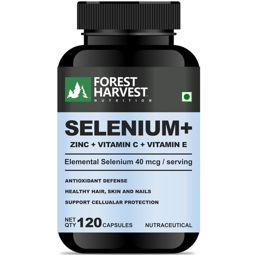 [BRSREYDYPIOQ4DQY] Selenium with Zinc, Vitamin C & Vitamin E | 40mcg Elemental Selenium | 120 Capsules | Antioxidant, Immunity & Skin Health Support | WHO-GMP, HACCP, ISO Certified