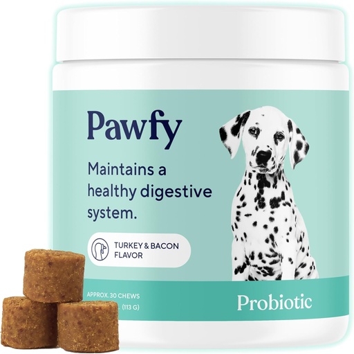 [BRSROHA2O4NWYCDF] Pawfy Probióticos para Perros Silenciosos Apoyos Salud Digestiva, Diarrea para Perros Pequeños, Grandes Perros TENIDO Mejora Gut Health TENIDO Anti Yeast Supplements ← Skin Health Seasonal Allergies Support - 30 Chews (Bacon)