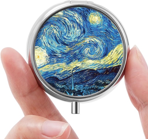 [BRSRA2YODEBBAFDB] Mini Pill Box, Small Pill Box, Portable Pill Box, Cute Pill Organizer for Vitamins, Medications, Fish Oil and Supplements (Blue Moon)