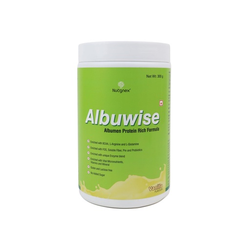 [BRSRM2QBBYCAKYDU] Nucgnex Albuwise Albumen Protein rich Formula powder 300g - Vanilla Flavor