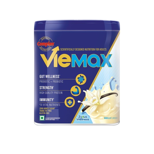 [BRSRAFIOCADWYH3D] Complan VieMax - Scientifically designed nutrition for Adults (Vanilla Flavour, 400g, Jar) | High Protein, Prebiotic, Probiotic for Strength, Gut Wellness, Immunity