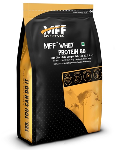 [BRSWIB34CYIAKETG] MyFitFuel MFF Whey Protein 80 | 1Kg, 30 Servings (Rich Chocolate Delight)