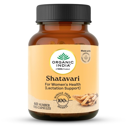 [BRSWI2Q3AIHROYAZ] A TATA Product - Organic India Shatavari - 60 Veg Capsules, With Plant Based Estrogens, Helps Boosts Health and Vitality For Women Of All Ages & Restore Hormonal Balance, GMP & NPOP Certified Organic