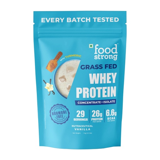 [BRSRAZQNDMMQO2TD] Foodstrong Whey Protein Powder Vanilla 26g Protein 1KG Premium Quality