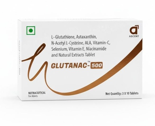 [BRSRGBQEBAIWECQ7] Ascent Glutanac 500 | 3×10 Tablets