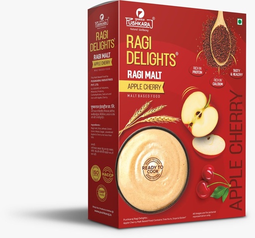 [BRSRGCDROUGRA2A7] Ragi Delights Malt Based Food, Apple Cherry Flavour, Rich in Protein Calcium Tasty & Healthy 250g, Pack of 3