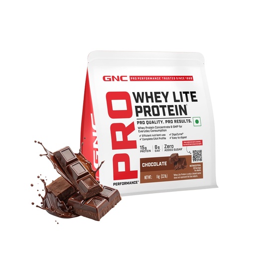 [BRSRYFQYOAIAOET2] GNC Pro Performance Whey Lite Protein Powder with DigeZyme® | 15g Protein & 6g EAA | No Added Sugar | Smooth Everyday Whey for Daily Nutrition & Digestive Comfort | Chocolate, 2.2 lbs