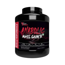 Anabolic Mass Gainer, 1164 Calories & 40g Protein, Creatine & Glutamine Blend, Digestive Enzymes & Probiotics, Creamy Vanilla, 2kg