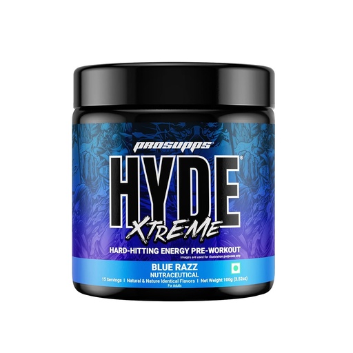 [BRSRAAI7OUBBOCT6] HYDE Xtreme - Hard Hitting Energy Pre Workout Supplement | Caffeine, Beta-alanine, Creatine HCl, L-arginine | For Muscle Pump, Vascularity, Strength and Focus | 15 servings (Blue Razz)