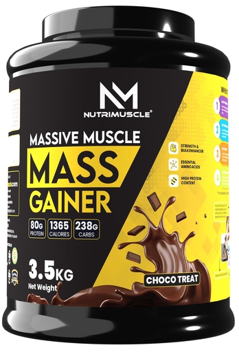 [BRSROAQKOYMGAFLX] Nutrimuscle Massive Muscle Mass Gainer, 3.5 Kg (Chocolate) – Whey Protein & Complex Carb Blend with Creatine Monohydrate, BCAA, Digestive Enzymes & Multivitamins for Muscle Mass, Strength & Recovery