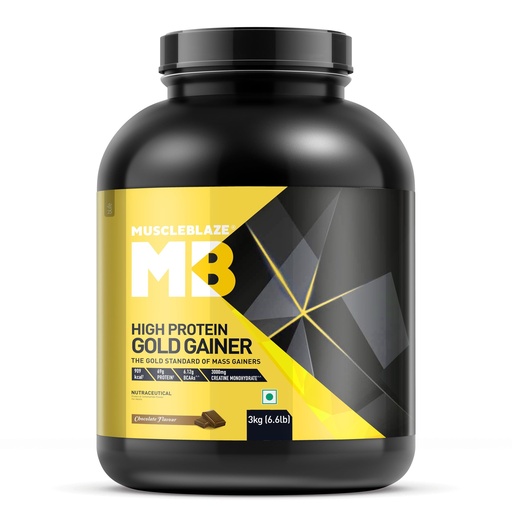 [BRSROHYKCEFQKHTA] MuscleBlaze High Protein Gold Gainer, Chocolate, 3kg (6.6lbs)