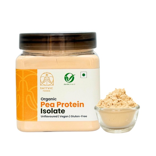 [BRSRACQPBV5B4GQU] Sattvic Foods Pea Protein Isolate 80% (300 g) | Certified Organic, Unflavoured Plant Protein Powder | Amino Acid-Rich, Vegan, Lactose-Free, Soy-Free & Kosher | Mix into Smoothies, Rotis, Curries