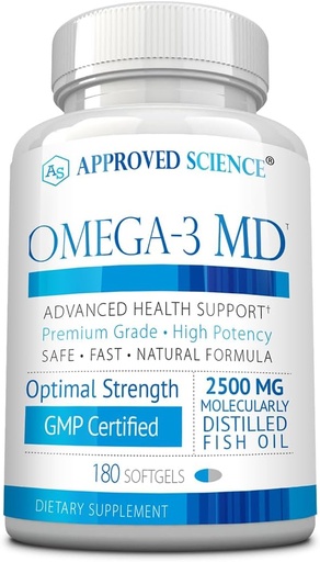 [BRSROAQKCIHR6DY4] Omega-3MD - Fish Oil EPA & DHA - Improve Cognitive Health - 1 Bottle - 3 Month Supply