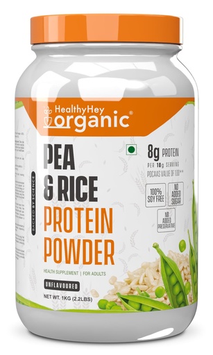 [BRSWGAAQDJYWY3YZ] Raw Pea & Rice Protein Powder -100% Plant Protein Powder Gluten free (Unflavoured - 1 Kg)