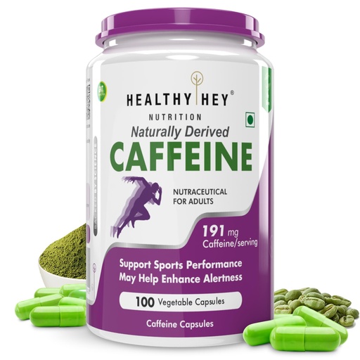 [BRSWGEAYCMHAG2T6] HealthyHey Nutrition Caffeine Capsules - 100 Veg Capsules (Pack of 1)