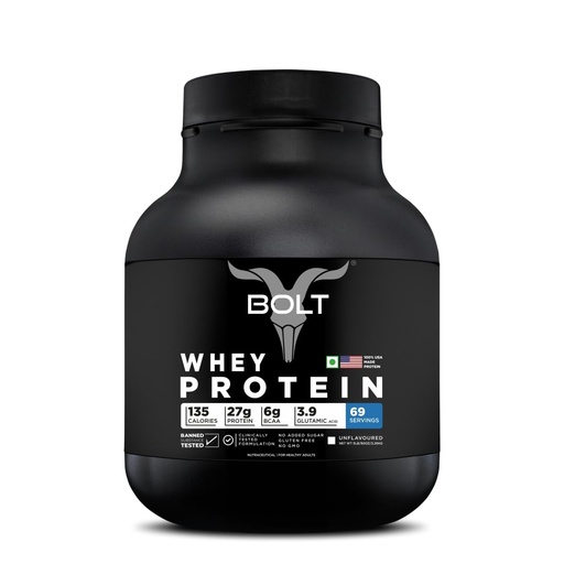 [BRSRABQBDEPAGYAV] Bolt Whey Protein Powder |56 Servings | 5lb,2.268 kg | Unflavour