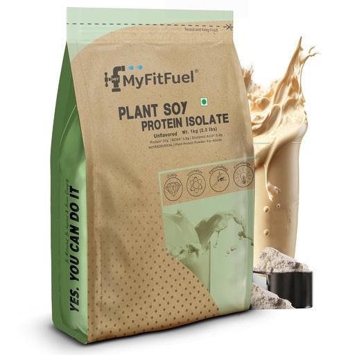 [BRSWGZINOUGQOYAV] MyFitFuel Plant Soy Protein Isolate 90 | Pure Soy | 1 Kg, 28 Servings (Unflavoured)
