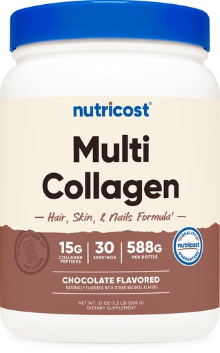[BRSRAZT6DIHAAF3K] Nutricost Multi Collagen + Beauty & Protein Powder (Milk Chocolate Flavor) 30 Servings - with Biotin and Collagen Peptides, Non-GMO, Gluten-Free