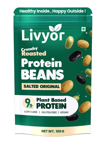 [BRSRE2YRA56BM2TP] Livyor Roasted Protein Beans Mix - 150g | SoyaBeans | Edamame beans | Black Beans | Roasted Not fried | Healthy and Tasty snack | No Added Sugar | No preservatives | Pack of 1