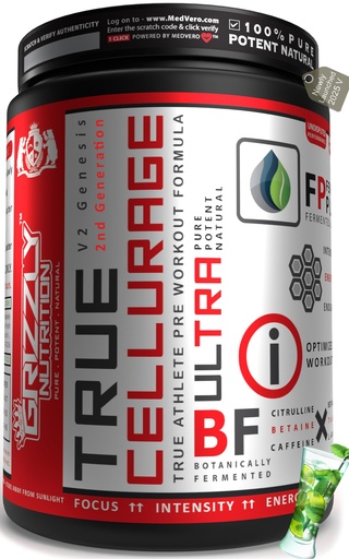 [BRSW2YD4BUNQ42QV] Grizzly Nutrition, True Cellurage, Pre Workout (160 grams Powder, Caribbean Fresh Lime, upto 65 Servings) citrulline, beta alanine, caffeine +13 performance boosters