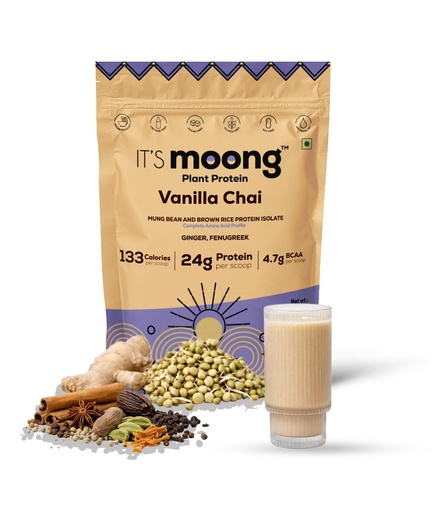 [BRSRGGT7CUNWO233] It's Moong Plant Protein Powder for Men & Women | 500 g | Vanilla Chai Bean & Brown Rice Blend | Vegan, Sugar Free| Ginger & Fenugreek | Easy to Digest Sprouted Plant Based Protein (Pack of 1)