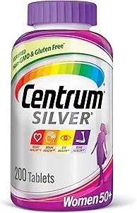[BRSWIHT2DMDR62Q7] Centrum Silver Women's Multivitamin for Women 50 Plus, Multivitamin/Multimineral Supplement with Vitamin D3, B Vitamins, Calcium and Antioxidants, Gluten Free, Non-GMO Ingredients - 200 Count