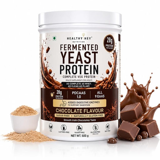 [BRSRY2T2OEIWC3YY] HealthyHey Nutrition Fermented Yeast Protein - Chocolate Flavour - 500g