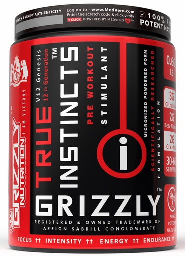 [BRSWKFD6OQGWGF3A] Grizzly Nutrition True Instincts 300g Advanced Pre Workout for Men & Women | Energy, Focus & Pump with L-Citrulline, Beta Alanine, Creatine, Theanine, Caffeine +11 Boosters, Cuban Lime Mojito