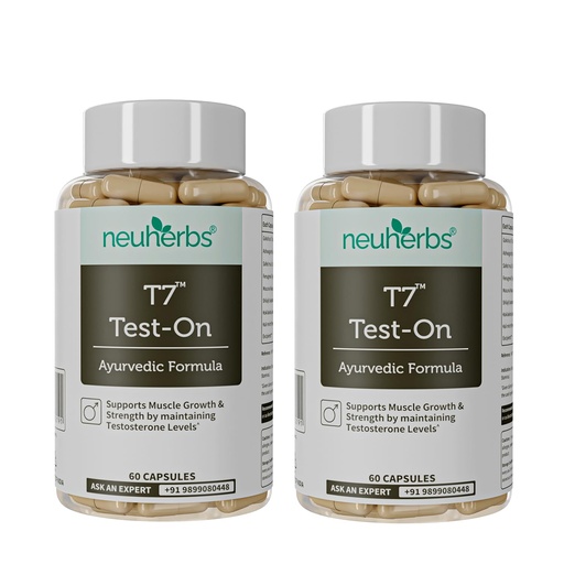 [BRSWYHYCB56RGCQ3] Neuherbs Ayurvedic T7 Test On for Men - 120 Capsules (Pack of 2) | With Shilajit, Ashwagandha, Gokshura, Safed Musli & Kapikachhu | Supports Strength, Stamina, Energy & Muscle Performance