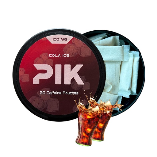 [BRSRAGAHDMFRUAL3] PIK Caffeine Pouches - Cola Ice Flavor | 20 Pouches -100mg Strength Each | Nicotine & Tobacco Free | Energy Boost & Workout Supplement | Coffee Addicts' Delight