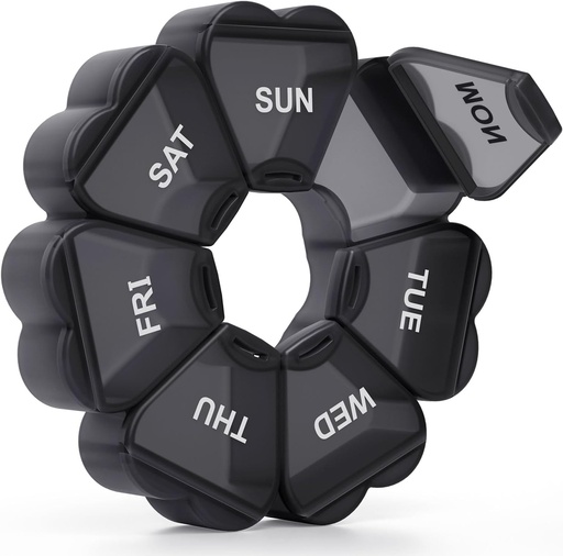 [BRSW2AQOO57AGYL4] Büyük Haftalık Pill Organizer, Pill Box 7 gün, KAPENS Günlük Vitamin Vaka Büyük Kapasite Karşılaştırması, Balık Yağı Tamamları için Pill Konteynerleri, Siyah Yağ Tıp Supplements, Black