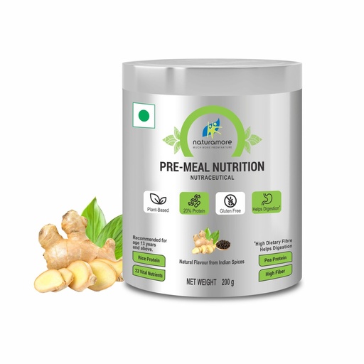[BRSRAAAHBUHBO2Q4] Naturamore Premeal Nutrition 200 gm | High Protein with 23 Vital Nutrients| Gluten-Free, No Sugar, Non-GMO, High Fibre | Enriched with Traditional Indian Herbs for Digestion & Wellness