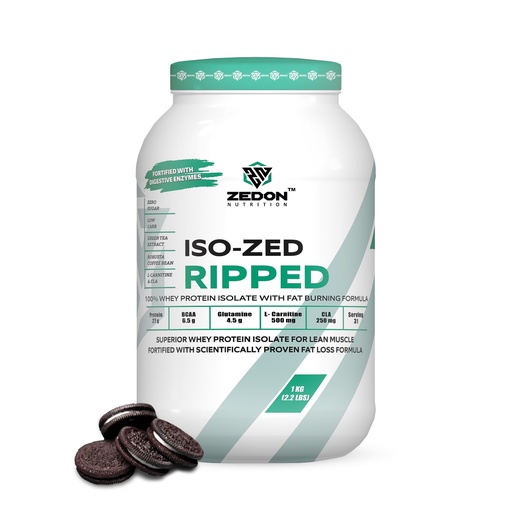 [BRSROELQBMPB6CI4] 100% Isolate Whey ISO-ZED Ripped Whey Protein Isolate, Lean Muscle & Fat Burning Supplement (Cookies and Cream, 1 KG)