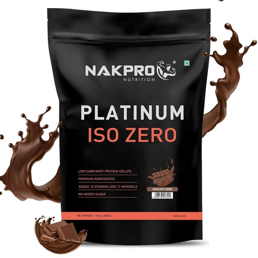 [BRSW2BQLOQJQ2DI2] NAKPRO PLATINUM ISO ZERO 100% Whey Protein Isolate|Low Carbs|Added Vitamins & Minerals|Easy Mixing, Easy Digesting Whey Protein Supplement Powder|1 Kilogram Chocolate Flavour, 1 Count, 29 Servings