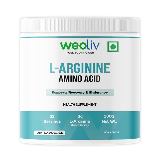 [BRSRGZ3QOIPG2EQ2] L-Arginine Powder 100g (33 Servings) | Unflavoured | Pure L-Arginine Pre Workout Supplement | Supports Nitric Oxide Production, Muscle Pump, Strength & Recovery | For Men & Women