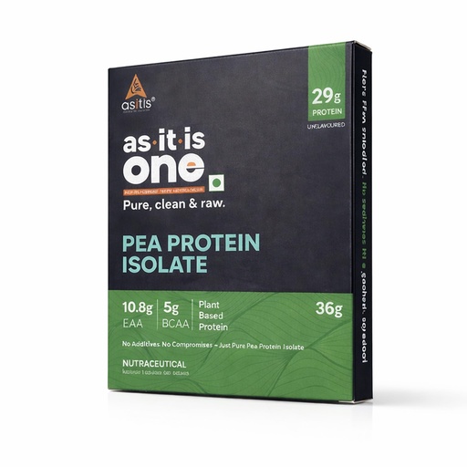 [BRSRGAIQDFYGG3LG] AS-IT-IS ONE Pea Protein Isolate, Unflavoured & Unsweetened, 29g Protein per Serving, 36g Sachet - Plant-Based, For All Ages Adults & Lifestyle Maintenance