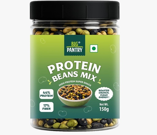 [BRSRGAIQDEHBM33A] BIG PANTRY Protein Beans Mix, Roasted Soyabean, Edamame and Black Beans, High Protein Vegan Snack, 150g