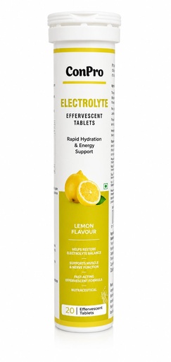 [BRSRY2YPOEPBAA33] Electrolyte Effervescent Tablets | Lemon Flavour | Rapid Hydration & Energy Support | Electrolyte Balance | Supports Muscle & Nerve Function | Fast-Acting Nutraceutical | 20 Effervescent Tablets