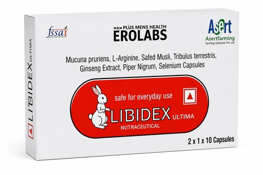 [BRSRAAITDINQM237] Erolabs Libidex Capsules for Men | Ayurvedic Stamina & Energy Booster | Safed Musli, Tribulus, L-Arginine, Mucuna | 20 Veg Capsules