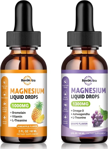 [BRSRAHQCOANGK336] 2 Pack Magnesium Complex Liquid Drops Pineapple & Grape Flavor