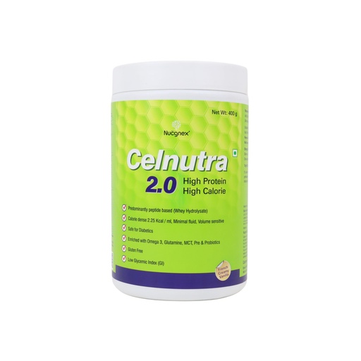 [BRSRMGL7AUFWYE3H] Nucgnex Celnutra 2.0 Advanced Recovery Nutrition Powder | High-Calorie Nutritional Drink for Faster Recovery | High Protein with MCT | With Probiotics | 400g