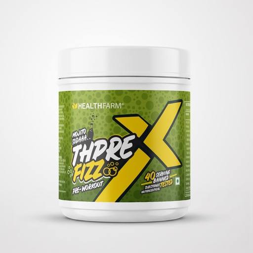 [BRSRGFAOO4MBQHTV] HEALTHFARM ThPrex Fizz Pre-Workout for Energy, Focus & Endurance (400 g, Mojito Soda)