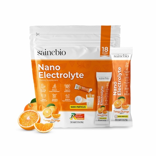 [BRSREATYBYBQ43I2] Sainebio Nano Electrolyte Powder – 18 Tangy Orange Flavor Sachets | Hydration & Recovery Drink with Potassium, Vitamin C & B-Complex | Supports Energy, Electrolyte Balance & Immunity
